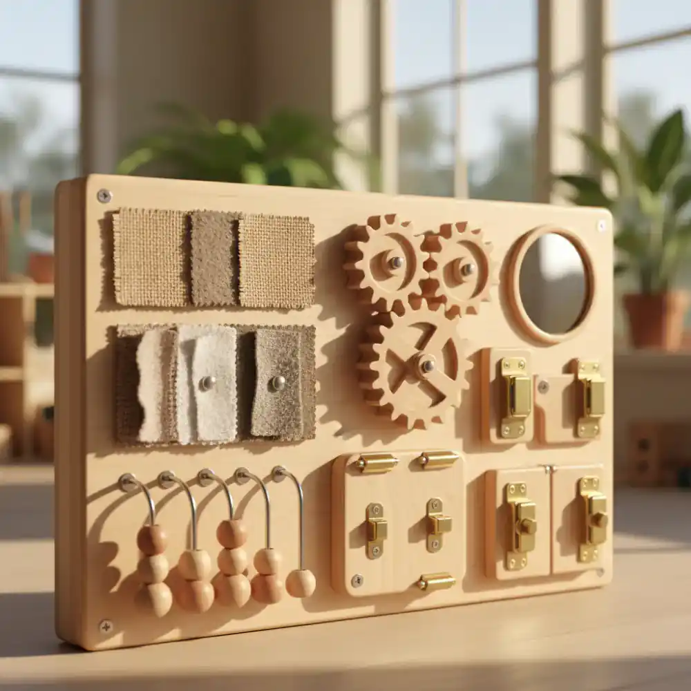 Tablero sensorial Montessori de madera