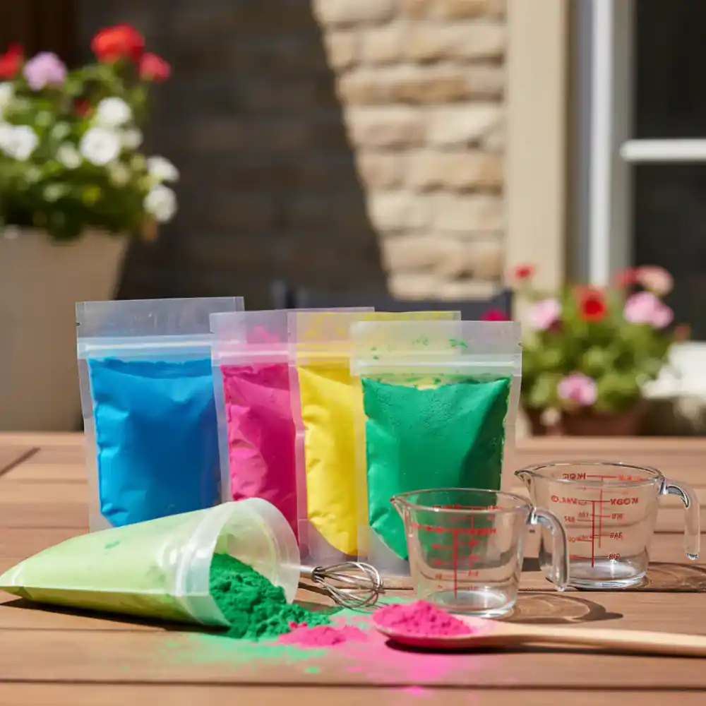 Kit de inicio con polvos de colores y vasos medidores